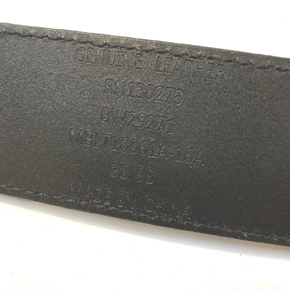 Wrangler Mens Black Genuine Leather Belt 38 Western Gunmetal Buckle BW29271